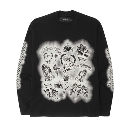 "CITY OF ANGELS" LONGSLEEVE TEE IN ANTHRACITE