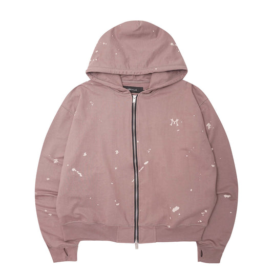 "HITTER" PAINTER'S ZIP HOODIE IN MAUVE