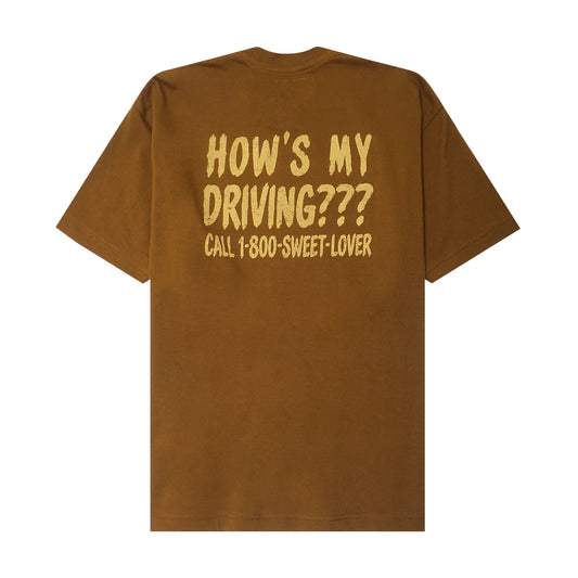 "HOW'S MY DRIVING???" ULTRA HEAVY TEE IN RUST