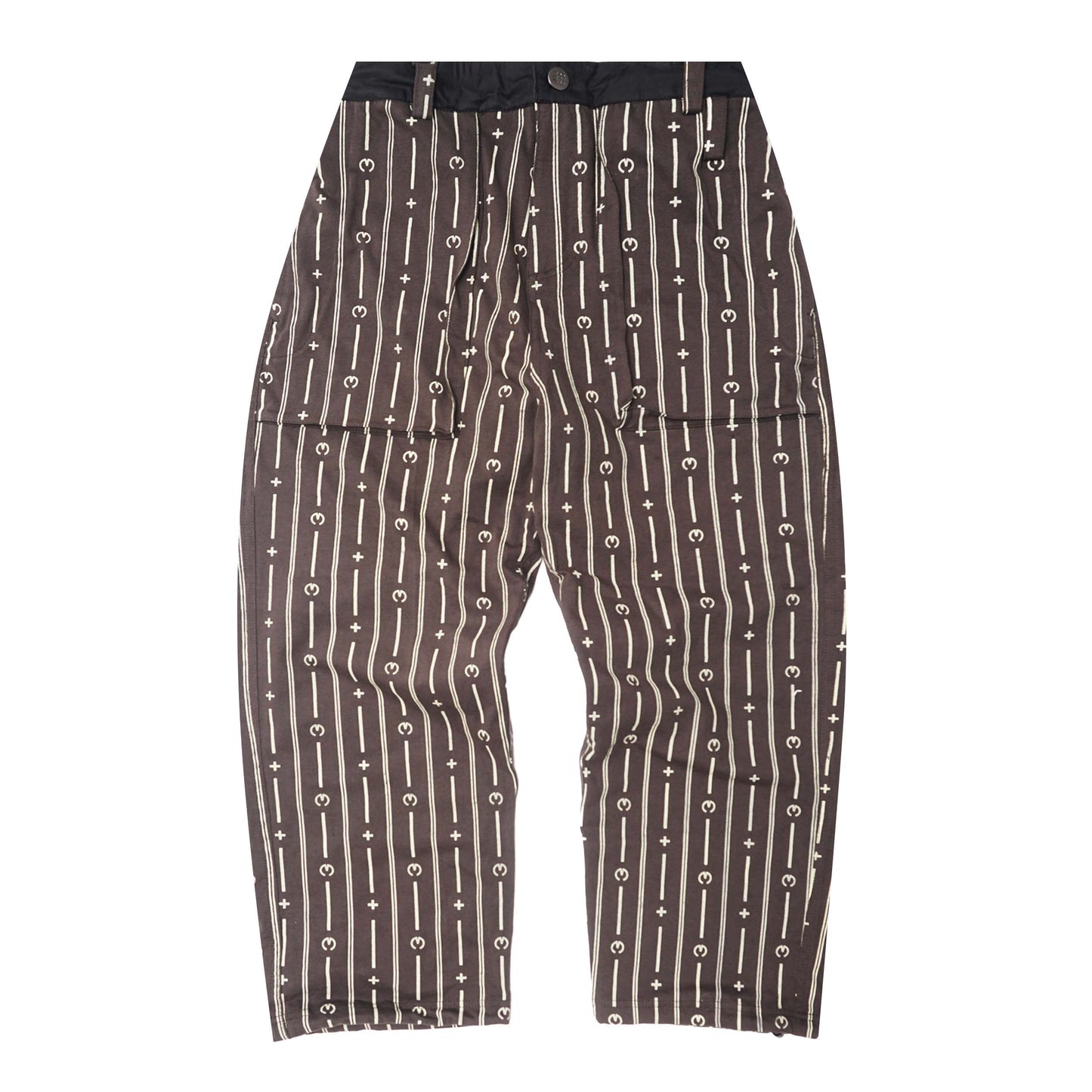 M+ PINSTRIPED OVERPOCKET PHAT PANTS IN CHARCOAL GREY