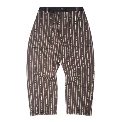 M+ PINSTRIPED OVERPOCKET PHAT PANTS IN CHARCOAL GREY