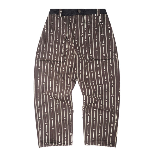 M+ PINSTRIPED OVERPOCKET PHAT PANTS IN CHARCOAL GREY