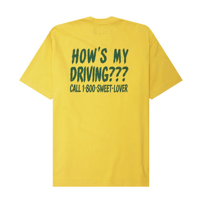 "HOW'S MY DRIVING???" ULTRA HEAVY TEE IN LEMON PINE