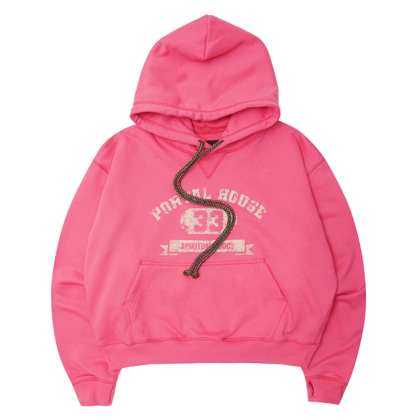 "PORTAL HOUSE 33" HOODIE IN STATIC PINK