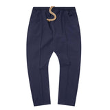 PLEATED CROPPED PANTS IN NAVY