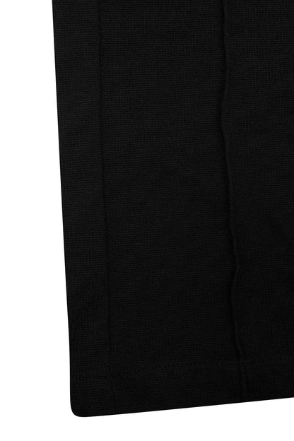 WAFFLE WEAVE PLEATED WIDE PANTS IN CAVIAR
