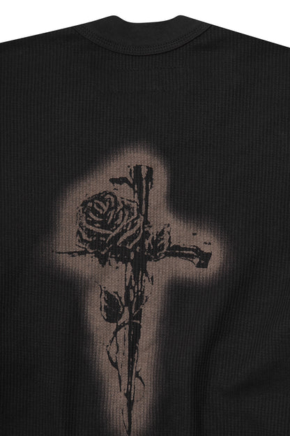 "CITY OF ANGELS" WAFFLE LONGSLEEVE TEE IN NIGHT OLIVE