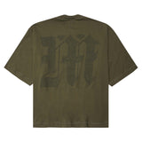 M'$ PAISLEY PATCHWORK MILITIA MOCK NECK TEE IN OLIVE