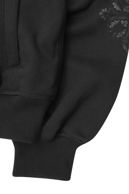 "IRON CROSS" HOODIE IN CAVIAR