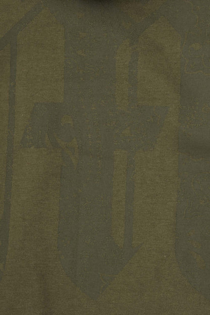 M'$ PAISLEY PATCHWORK MILITIA HOODIE IN OLIVE