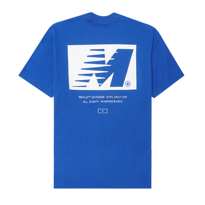 "OUTDOOR EXPLORATION" TEE IN ELECTRIC BLUE