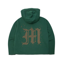 "M'$ SPECKS V2" CUTOFF HOODIE IN HUNTER GREEN