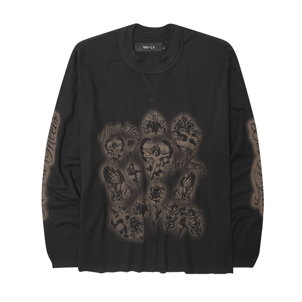 "CITY OF ANGELS" WAFFLE LONGSLEEVE TEE IN NIGHT OLIVE
