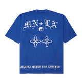"TAKE NO SHIT, DO NO HARM" TEE IN ELECTRIC BLUE