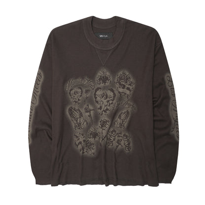 "CITY OF ANGELS" WAFFLE LONGSLEEVE TEE IN CHARCOAL GREY