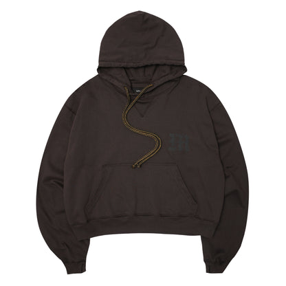 M'$ PAISLEY PATCHWORK MILITIA HOODIE IN CHARCOAL GREY