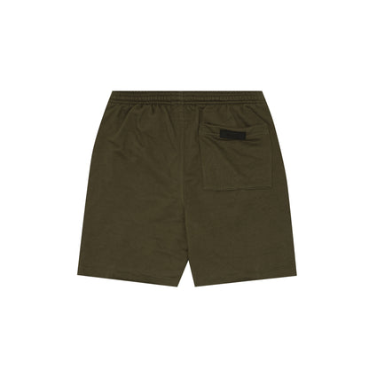 FRENCH TERRY RAW FINISH SWEATSHORTS IN OLIVE