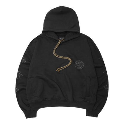 "IRON CROSS" HOODIE IN CAVIAR