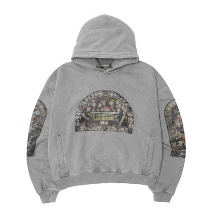 "LAST SUPPER" HOODIE IN CEMENT