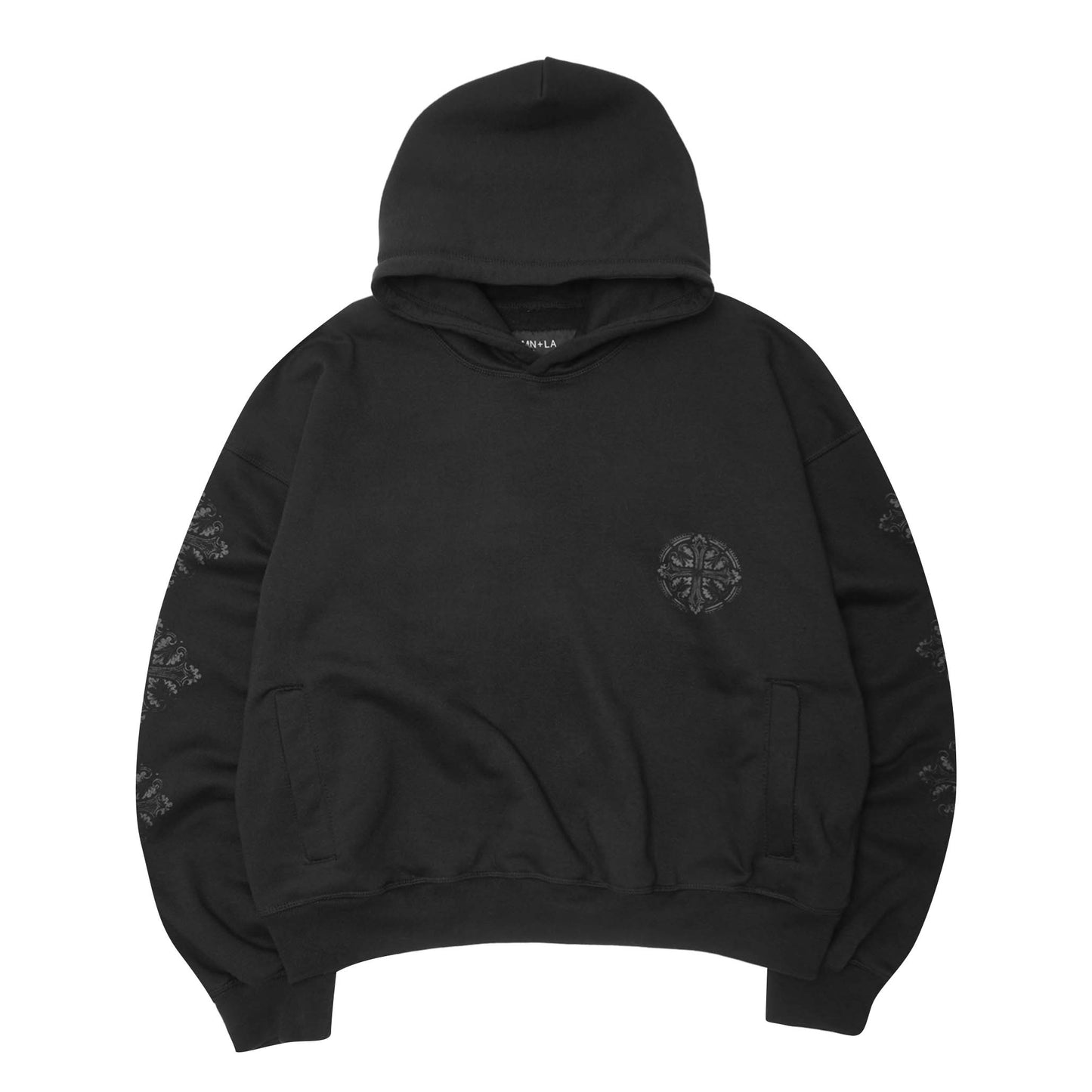 "IRON CROSS" HOODIE IN CAVIAR