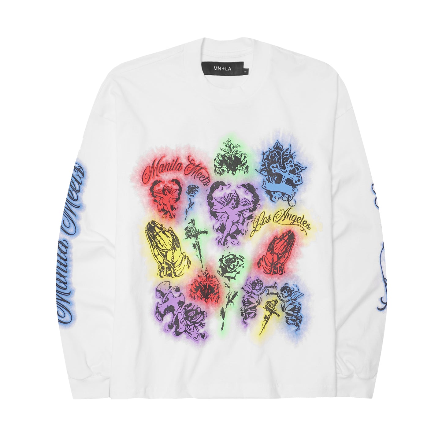 "CITY OF ANGELS" LONGSLEEVE TEE IN WHITE