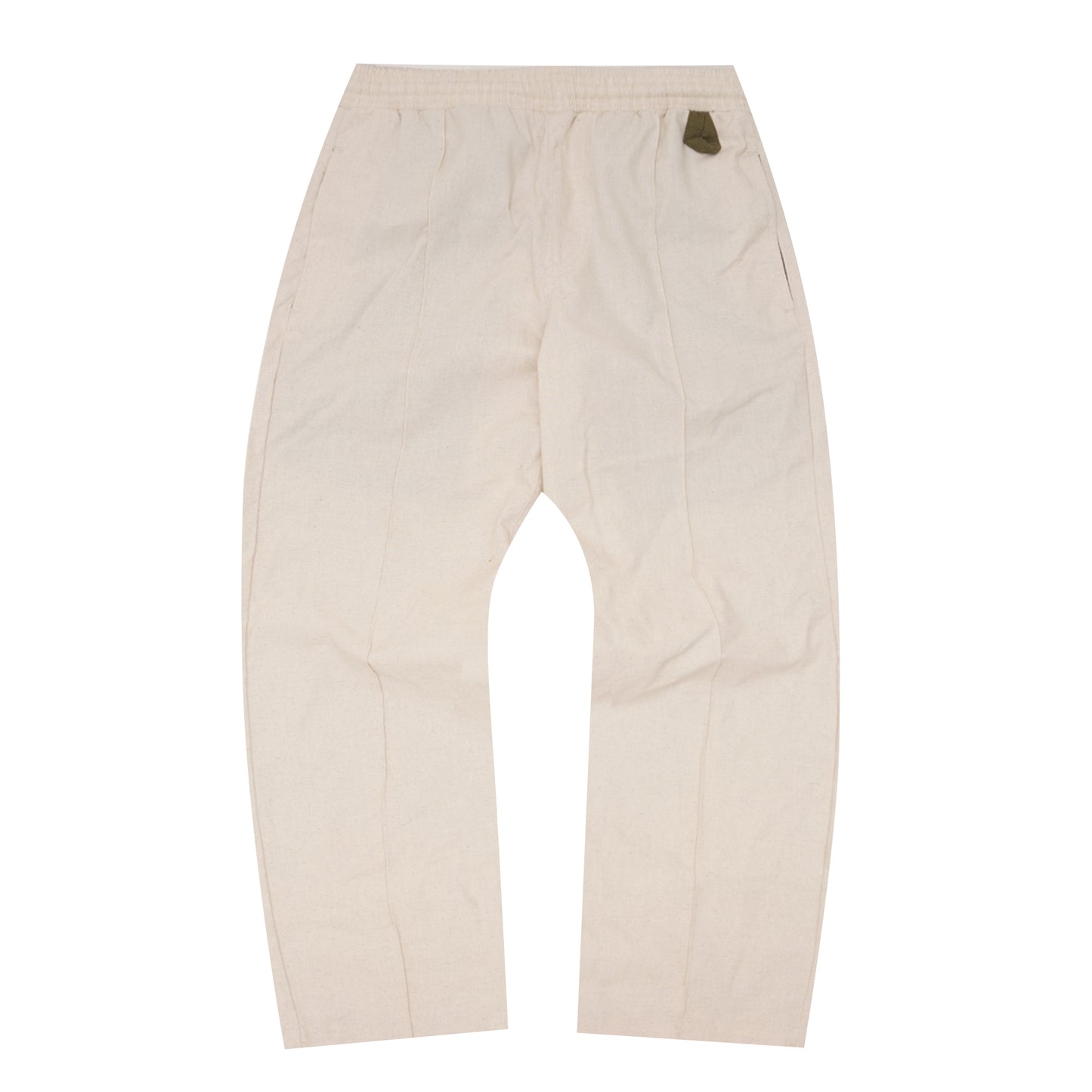 LINEN PLEATED WIDE PANTS IN OAT/OLIVE
