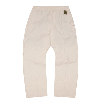 LINEN PLEATED WIDE PANTS IN OAT/OLIVE