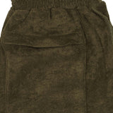 OLIVE TOWEL TERRY RAW FINISH LOUNGE PANTS