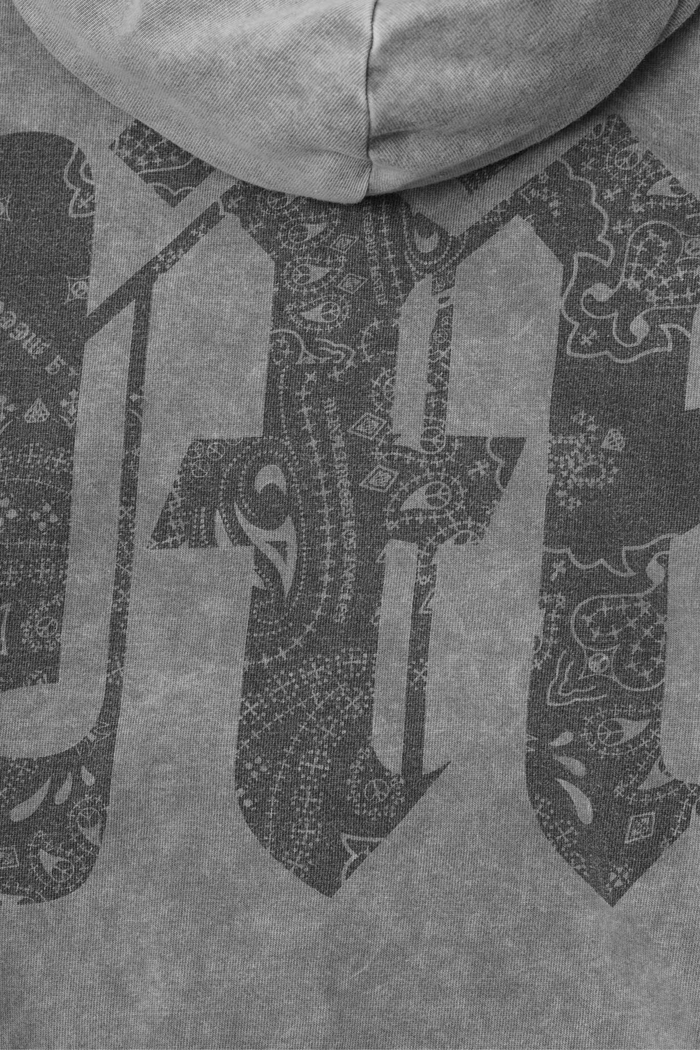M'$ PAISLEY PATCHWORK MILITIA HOODIE IN CEMENT