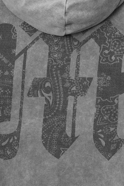 M'$ PAISLEY PATCHWORK MILITIA HOODIE IN CEMENT