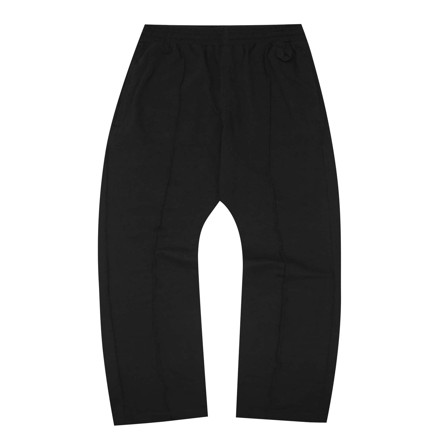WAFFLE WEAVE PLEATED WIDE PANTS IN CAVIAR