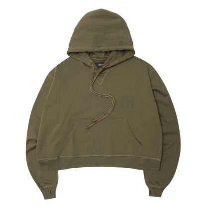 M'$ PAISLEY PATCHWORK MILITIA HOODIE IN OLIVE