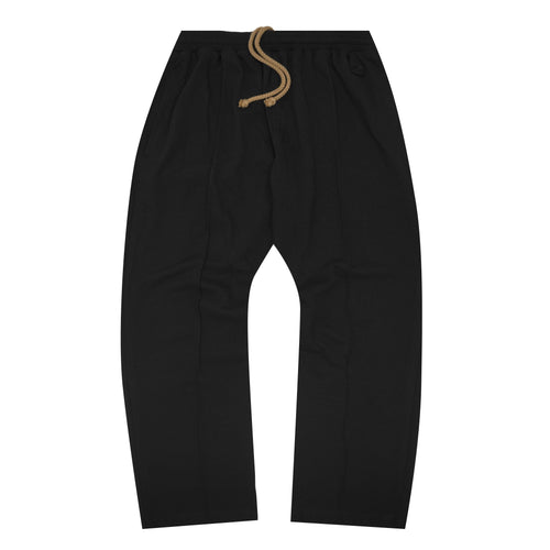 WAFFLE WEAVE PLEATED ULTRA WIDE PANTS IN CAVIAR