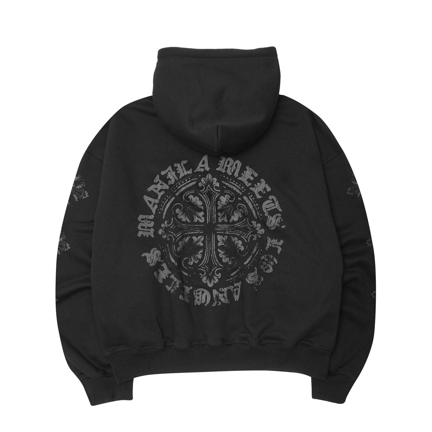 "IRON CROSS" HOODIE IN CAVIAR