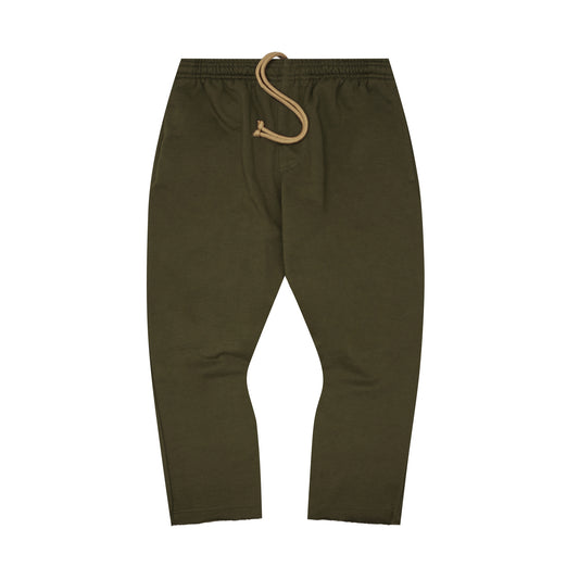 RAW FINISH CROPPED PANTS IN OLIVE