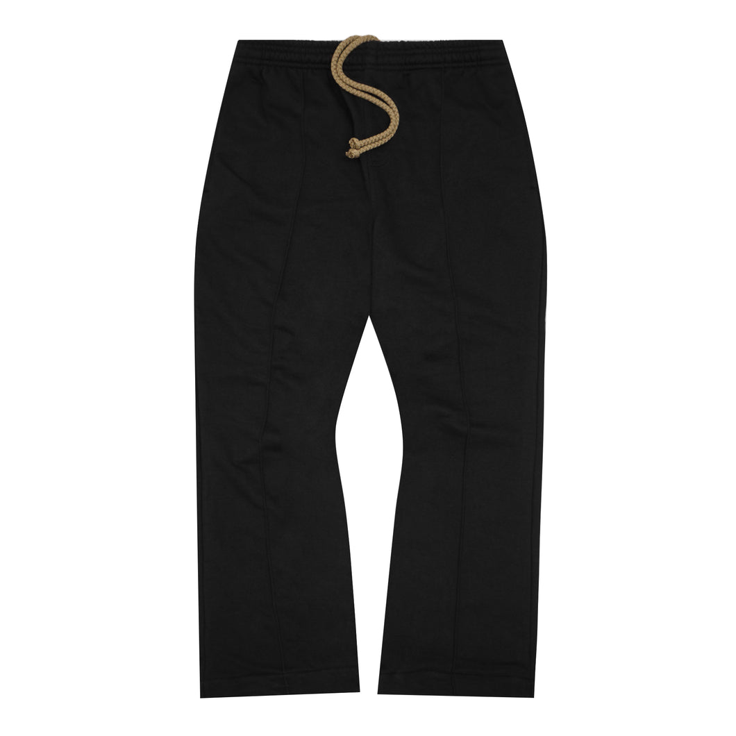 FRENCH TERRY PLEATED BOOTCUT PANTS IN ANTHRACITE