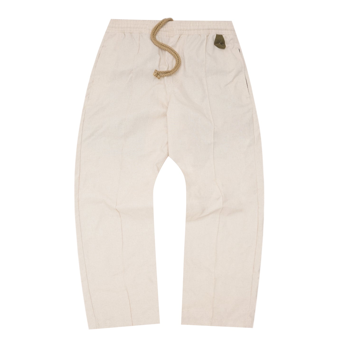 LINEN PLEATED WIDE PANTS IN OAT/OLIVE