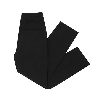 WAFFLE WEAVE PLEATED WIDE PANTS IN CAVIAR