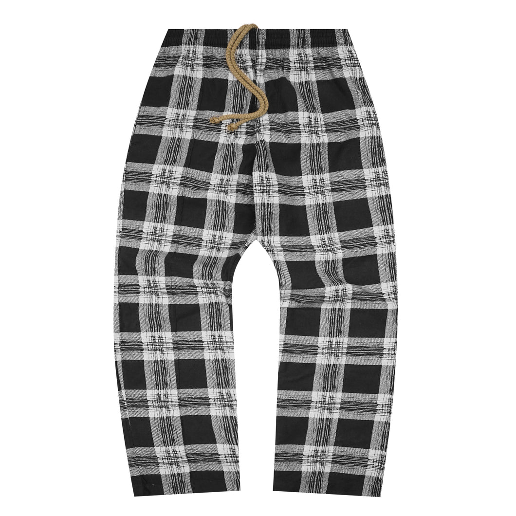 PLEATED WIDE PANTS IN INK PLAID