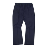 PLEATED BOOTCUT PANTS IN HAGUE BLUE
