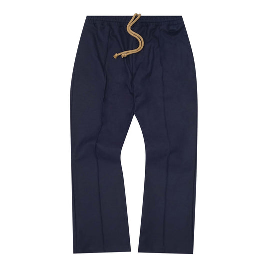 PLEATED BOOTCUT PANTS IN HAGUE BLUE