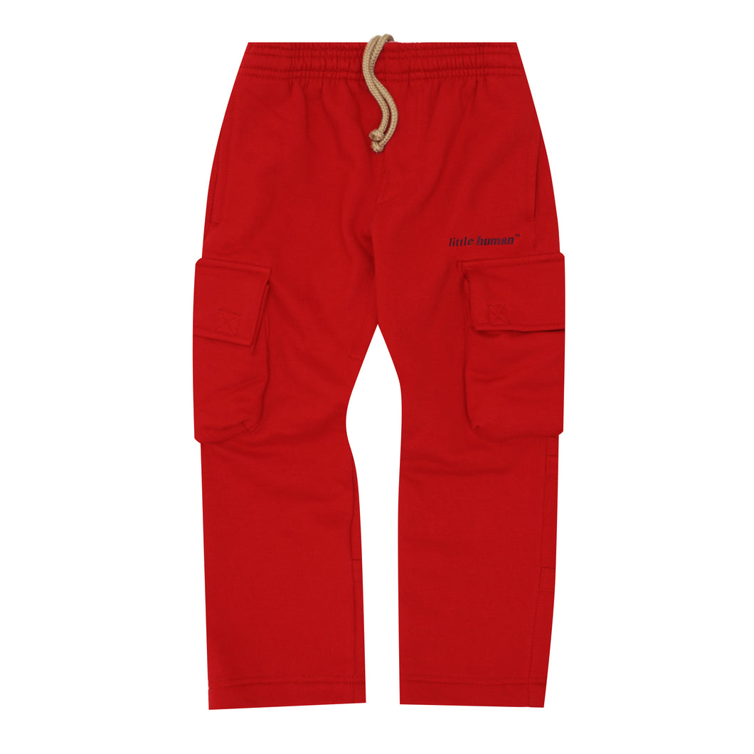 LITTLE HUMAN™ CARGO LOUNGE PANTS IN FADED RED
