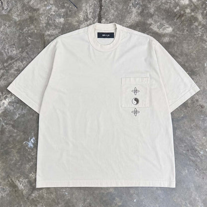 "BALANCE" MOCK NECK POCKET TEE V2 IN OAT
