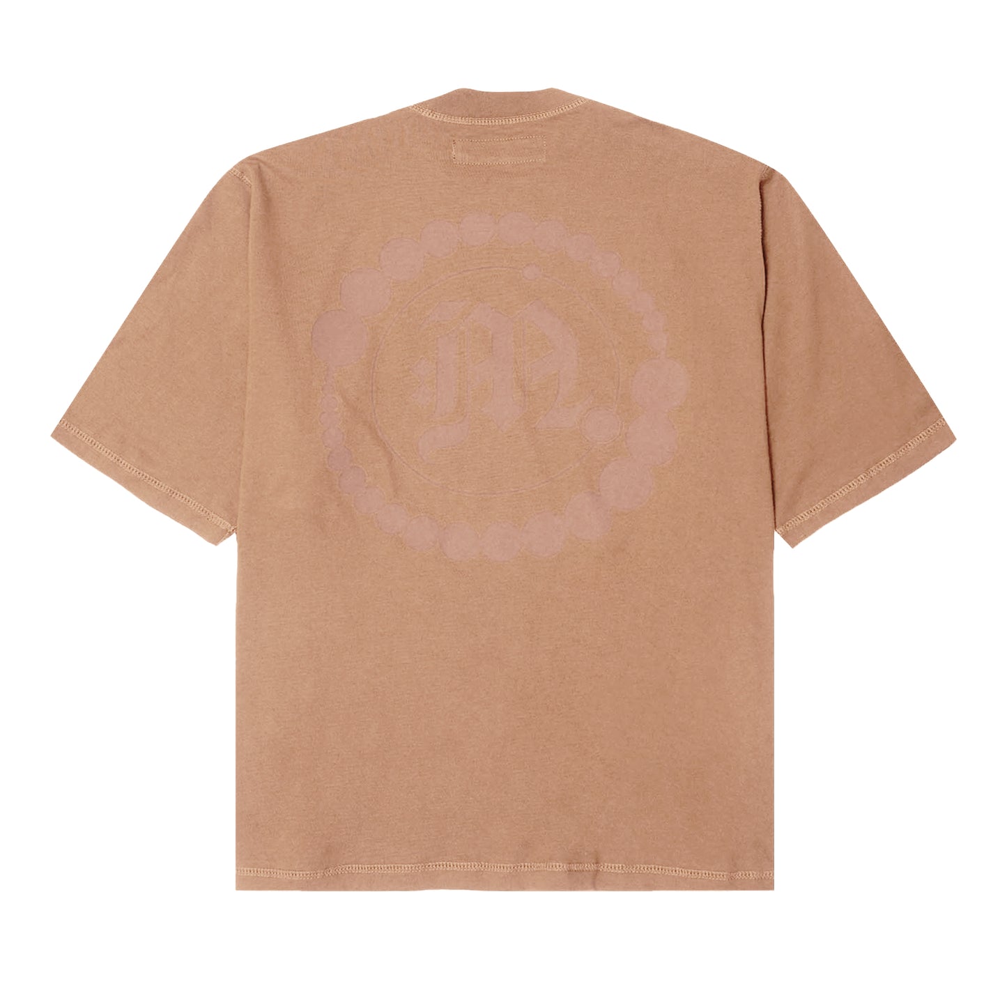 "CROP CIRCLES" MOCK NECK TEE IN APRICOT