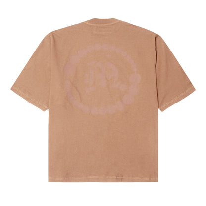 "CROP CIRCLES" MOCK NECK TEE IN APRICOT
