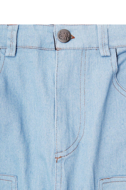 "VAPOR BLUE" DOUBLE KNEE PHAT SHORTS