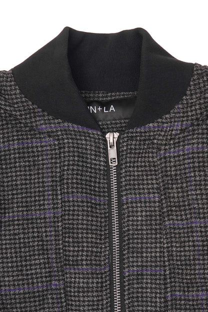 "THAI" BOMBER JACKET IN PIGEON PLAID/CITRON