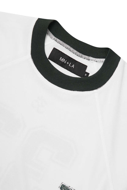 "33" TEE IN WHITE/HUNTER GREEN