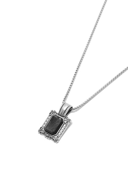 DARK CUBE PENDANT W/ BOX CHAIN