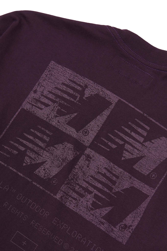 "OUTDOOR EXPLORATION" MULTI LOGO TEE IN SHADOW PURPLE